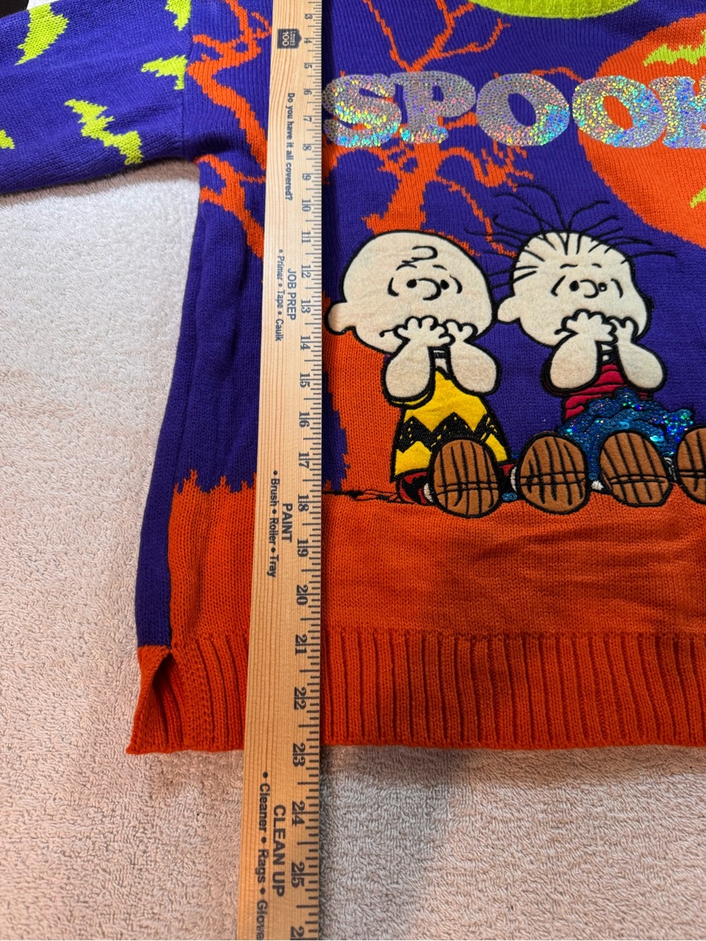 Peanuts Snoopy Crewneck Spooky Halloween Sweater in Purple, Orange & Lime - Picture 10 of 11